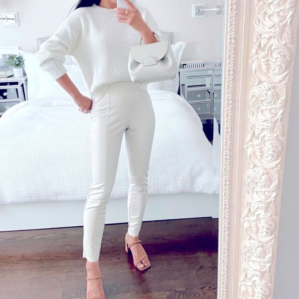 White ribbed sweater